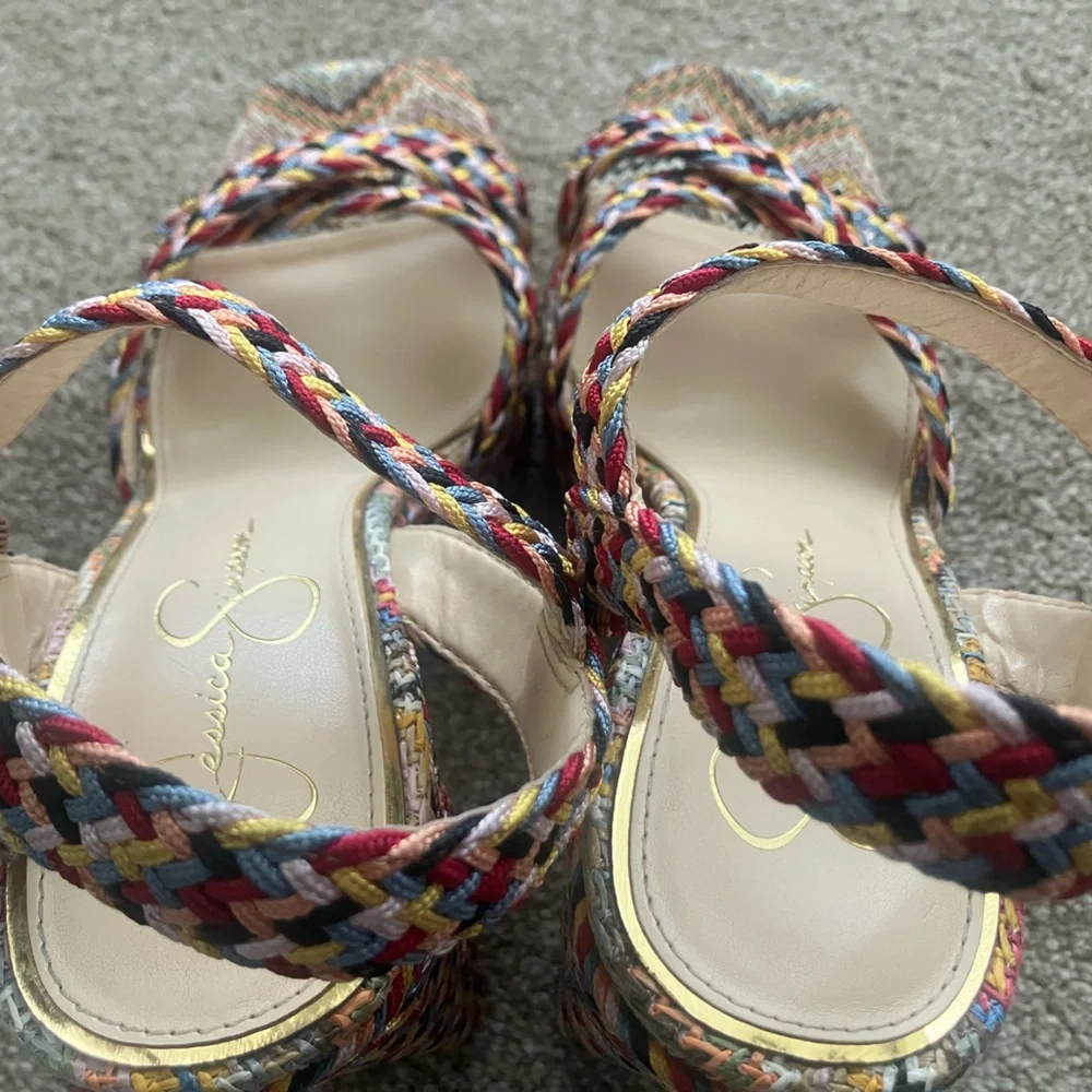 Jessica Simpson Multicolor Braided Platform Sandals